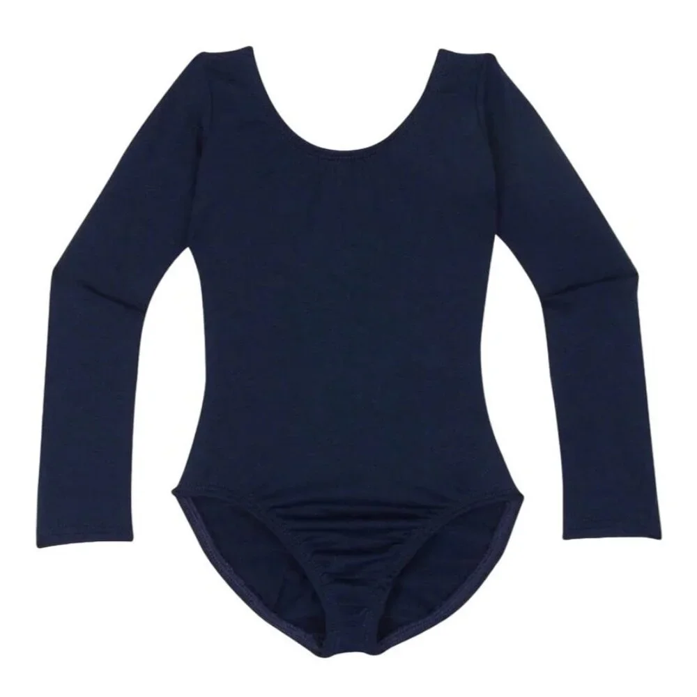 Capezio Childs I 6X -7  Leotard Navy Blue Long Sleeve Scoop Neck Dance